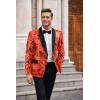imageCOOFANDY Mens Sequin Blazer Sparkly Glitter Jacket Shiny Floral Suit Jacket Stylish Party Wedding Banquet Prom TuxedoRed  Black Lapel