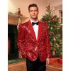 imageCOOFANDY Mens Sequin Blazer Sparkly Glitter Jacket Shiny Floral Suit Jacket Stylish Party Wedding Banquet Prom TuxedoRed