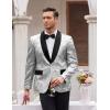 imageCOOFANDY Mens Sequin Blazer Sparkly Glitter Jacket Shiny Floral Suit Jacket Stylish Party Wedding Banquet Prom TuxedoSilver  Black Lapel