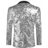 imageCOOFANDY Mens Sequin Blazer Sparkly Glitter Jacket Shiny Floral Suit Jacket Stylish Party Wedding Banquet Prom TuxedoSilver  Black Lapel