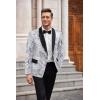 imageCOOFANDY Mens Sequin Blazer Sparkly Glitter Jacket Shiny Floral Suit Jacket Stylish Party Wedding Banquet Prom TuxedoSilver  Black Lapel