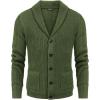 imageCOOFANDY Mens Shawl Collar Cardigan Sweater Slim Fit Cable Knit Button up Sweater with PocketsArmy Green