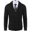 imageCOOFANDY Mens Shawl Collar Cardigan Sweater Slim Fit Cable Knit Button up Sweater with PocketsBlack