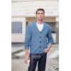 imageCOOFANDY Mens Shawl Collar Cardigan Sweater Slim Fit Cable Knit Button up Sweater with PocketsBlue