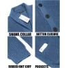 imageCOOFANDY Mens Shawl Collar Cardigan Sweater Slim Fit Cable Knit Button up Sweater with PocketsBlue