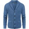 imageCOOFANDY Mens Shawl Collar Cardigan Sweater Slim Fit Cable Knit Button up Sweater with PocketsBlue