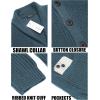 imageCOOFANDY Mens Shawl Collar Cardigan Sweater Slim Fit Cable Knit Button up Sweater with PocketsBlue Heather