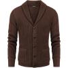 imageCOOFANDY Mens Shawl Collar Cardigan Sweater Slim Fit Cable Knit Button up Sweater with PocketsBrown