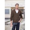 imageCOOFANDY Mens Shawl Collar Cardigan Sweater Slim Fit Cable Knit Button up Sweater with PocketsBrown