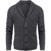 imageCOOFANDY Mens Shawl Collar Cardigan Sweater Slim Fit Cable Knit Button up Sweater with PocketsDark Grey