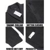 imageCOOFANDY Mens Shawl Collar Cardigan Sweater Slim Fit Cable Knit Button up Sweater with PocketsDark Grey