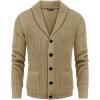 imageCOOFANDY Mens Shawl Collar Cardigan Sweater Slim Fit Cable Knit Button up Sweater with PocketsDark Khaki