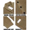 imageCOOFANDY Mens Shawl Collar Cardigan Sweater Slim Fit Cable Knit Button up Sweater with PocketsDark Khaki