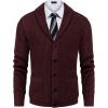 imageCOOFANDY Mens Shawl Collar Cardigan Sweater Slim Fit Cable Knit Button up Sweater with PocketsDark Red
