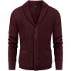 imageCOOFANDY Mens Shawl Collar Cardigan Sweater Slim Fit Cable Knit Button up Sweater with PocketsDark Red