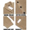 imageCOOFANDY Mens Shawl Collar Cardigan Sweater Slim Fit Cable Knit Button up Sweater with PocketsKhaki