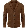 imageCOOFANDY Mens Shawl Collar Cardigan Sweater Slim Fit Cable Knit Button up Sweater with PocketsLight Caramel