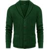 imageCOOFANDY Mens Shawl Collar Cardigan Sweater Slim Fit Cable Knit Button up Sweater with PocketsLight Green