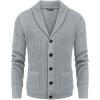 imageCOOFANDY Mens Shawl Collar Cardigan Sweater Slim Fit Cable Knit Button up Sweater with PocketsLight Grey