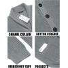 imageCOOFANDY Mens Shawl Collar Cardigan Sweater Slim Fit Cable Knit Button up Sweater with PocketsLight Grey