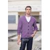 imageCOOFANDY Mens Shawl Collar Cardigan Sweater Slim Fit Cable Knit Button up Sweater with PocketsPurple