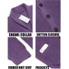 imageCOOFANDY Mens Shawl Collar Cardigan Sweater Slim Fit Cable Knit Button up Sweater with PocketsPurple