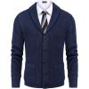 imageCOOFANDY Mens Shawl Collar Cardigan Sweater Slim Fit Cable Knit Button up Sweater with PocketsSnorkel Blue