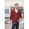 imageCOOFANDY Mens Shawl Collar Cardigan Sweater Slim Fit Cable Knit Button up Sweater with PocketsWine Red