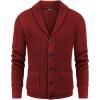imageCOOFANDY Mens Shawl Collar Cardigan Sweater Slim Fit Cable Knit Button up Sweater with PocketsWine Red