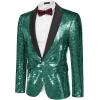 imageCOOFANDY Mens Shiny Sequin Blazer Tuxedo Party Dinner Prom One Button Suit JacketEvergreen
