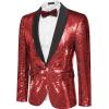 imageCOOFANDY Mens Shiny Sequin Blazer Tuxedo Party Dinner Prom One Button Suit JacketWine Red