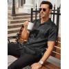 imageCOOFANDY Mens Silk Button Down Short Sleeve Shirt Satin Dress Shirts Summer Beach Wedding Shirt01 Black