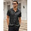 imageCOOFANDY Mens Silk Button Down Short Sleeve Shirt Satin Dress Shirts Summer Beach Wedding Shirt01 Black