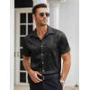 imageCOOFANDY Mens Silk Button Down Short Sleeve Shirt Satin Dress Shirts Summer Beach Wedding Shirt01 Black