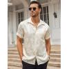 imageCOOFANDY Mens Silk Button Down Short Sleeve Shirt Satin Dress Shirts Summer Beach Wedding Shirt01 Light Khaki