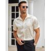 imageCOOFANDY Mens Silk Button Down Short Sleeve Shirt Satin Dress Shirts Summer Beach Wedding Shirt01 Light Khaki