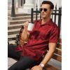 imageCOOFANDY Mens Silk Button Down Short Sleeve Shirt Satin Dress Shirts Summer Beach Wedding Shirt01 Red