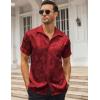 imageCOOFANDY Mens Silk Button Down Short Sleeve Shirt Satin Dress Shirts Summer Beach Wedding Shirt01 Red