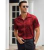 imageCOOFANDY Mens Silk Button Down Short Sleeve Shirt Satin Dress Shirts Summer Beach Wedding Shirt01 Red