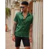 imageCOOFANDY Mens Silk Button Down Short Sleeve Shirt Satin Dress Shirts Summer Beach Wedding Shirt02 Deep Green