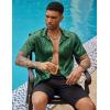 imageCOOFANDY Mens Silk Button Down Short Sleeve Shirt Satin Dress Shirts Summer Beach Wedding Shirt02 Deep Green
