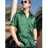 imageCOOFANDY Mens Silk Button Down Short Sleeve Shirt Satin Dress Shirts Summer Beach Wedding Shirt02 Deep Green