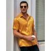 imageCOOFANDY Mens Silk Button Down Short Sleeve Shirt Satin Dress Shirts Summer Beach Wedding Shirt02 Golden Yellow