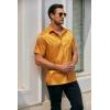 imageCOOFANDY Mens Silk Button Down Short Sleeve Shirt Satin Dress Shirts Summer Beach Wedding Shirt02 Golden Yellow