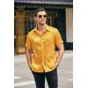 imageCOOFANDY Mens Silk Button Down Short Sleeve Shirt Satin Dress Shirts Summer Beach Wedding Shirt02 Golden Yellow