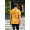 imageCOOFANDY Mens Silk Button Down Short Sleeve Shirt Satin Dress Shirts Summer Beach Wedding Shirt02 Golden Yellow