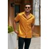 imageCOOFANDY Mens Silk Button Down Short Sleeve Shirt Satin Dress Shirts Summer Beach Wedding Shirt02 Golden Yellow