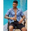 imageCOOFANDY Mens Silk Button Down Short Sleeve Shirt Satin Dress Shirts Summer Beach Wedding Shirt02 Sky Blue