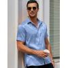 imageCOOFANDY Mens Silk Button Down Short Sleeve Shirt Satin Dress Shirts Summer Beach Wedding Shirt02 Sky Blue