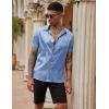imageCOOFANDY Mens Silk Button Down Short Sleeve Shirt Satin Dress Shirts Summer Beach Wedding Shirt02 Sky Blue